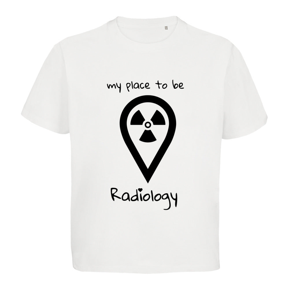 T-Shirt (Damen) Oversized kürzer geschnitten - my place to be Radiology - Alles Einstellungssache