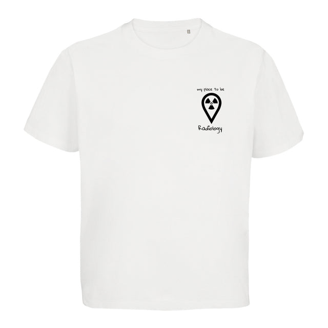 T-Shirt (Damen) Oversized kürzer geschnitten - my place to be Radiology (kleines Logo) - Alles Einstellungssache