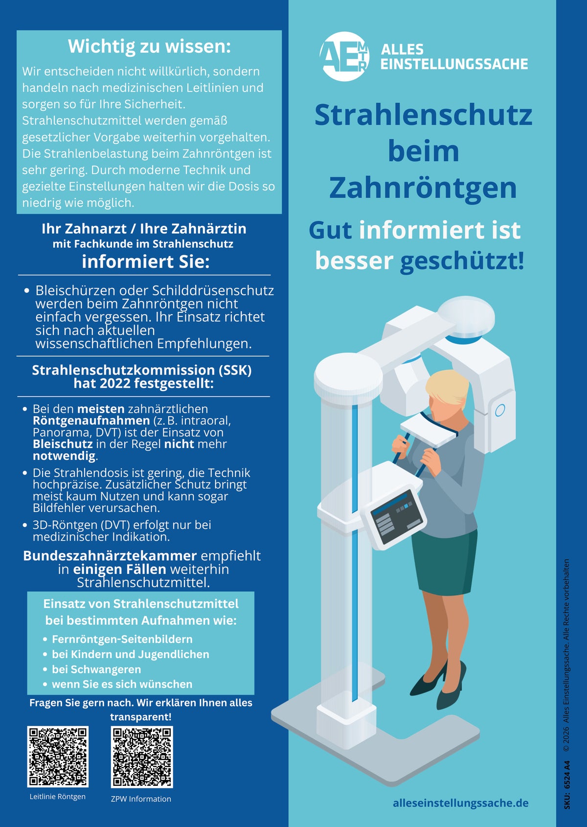 Patienteninformation Strahlenschutz beim Zahnröntgen & DVT | Poster für Zahnarztpraxen (Nr. 2)