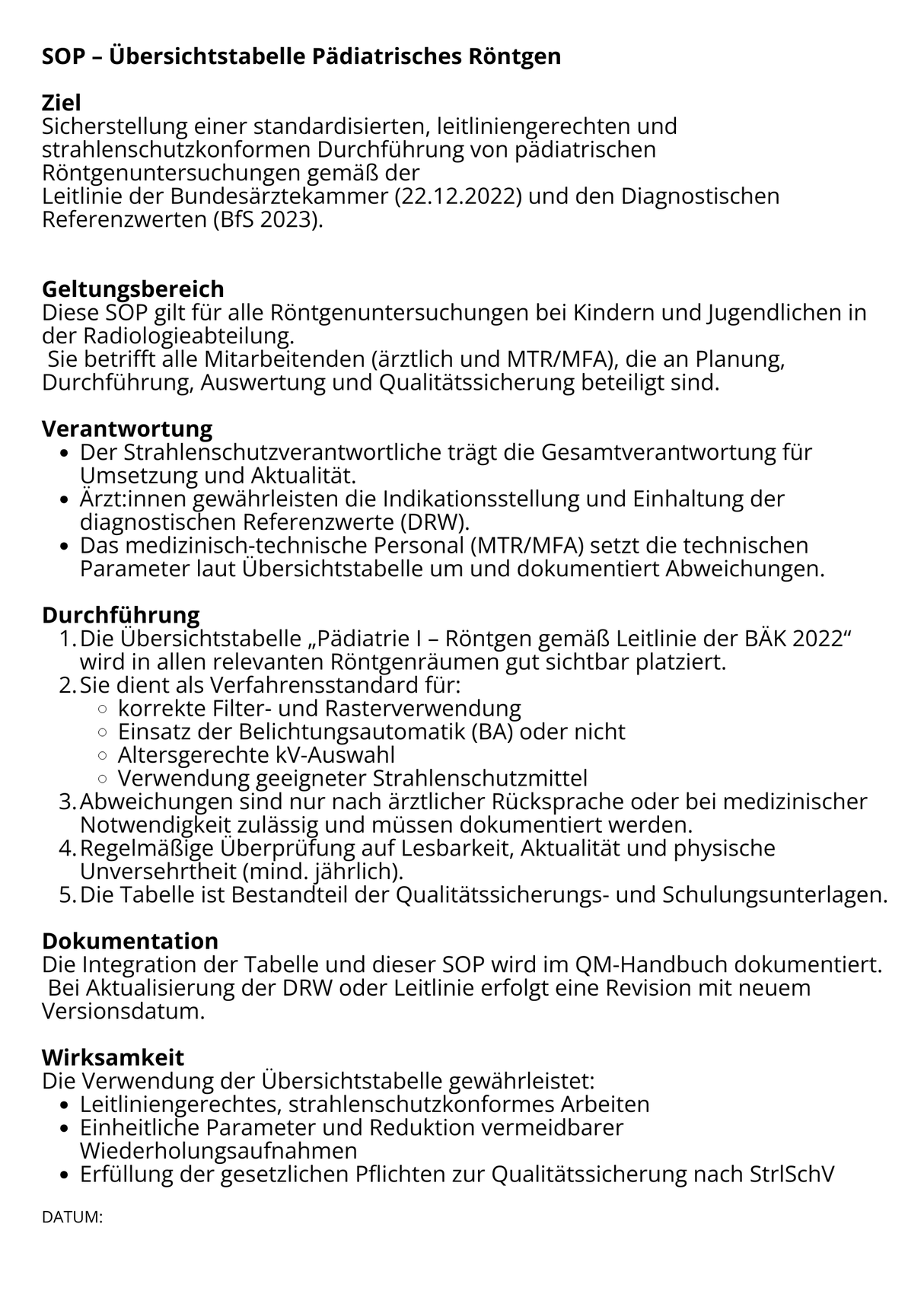 NEU I Übersichtstabelle Pädiatrisches Röntgen – klar, sicher, auf einen Blick.