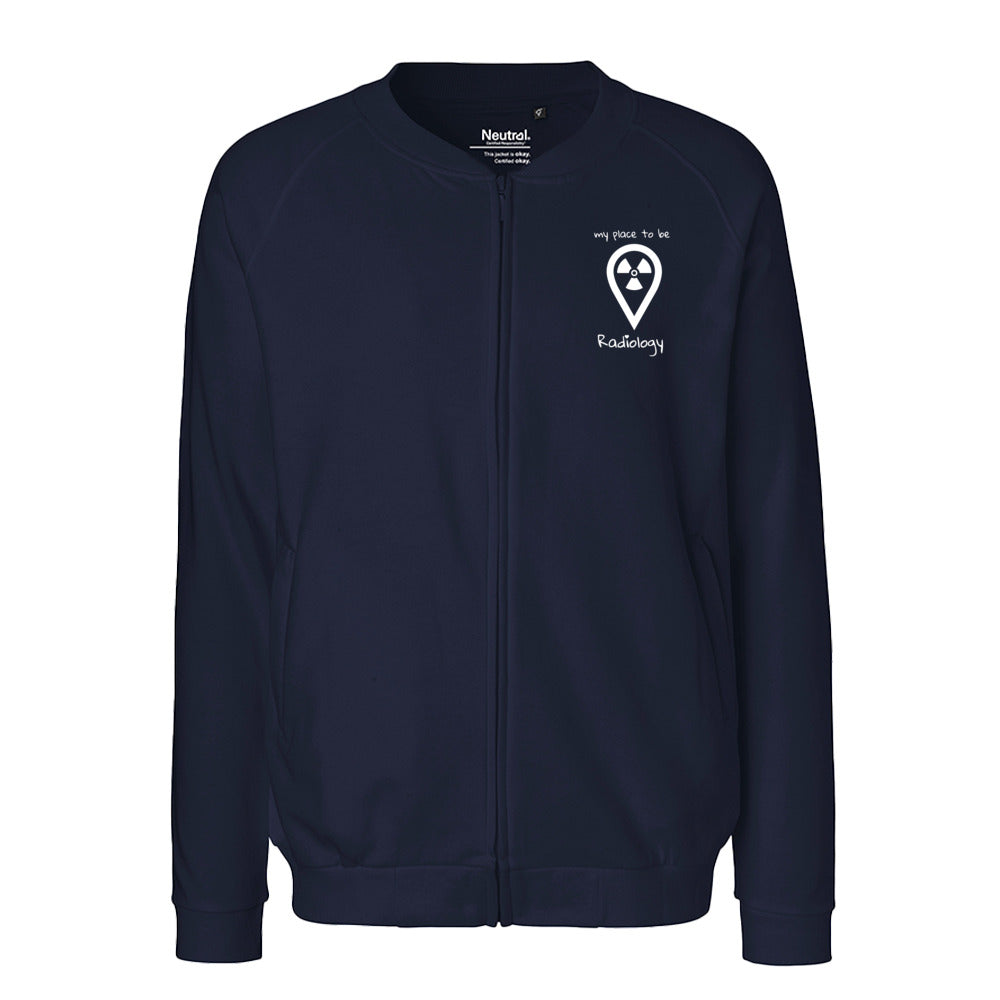 Sweatjacke mit Reißverschluss (Unisex) - my place to be Radiology (kleines Logo) - Alles Einstellungssache 