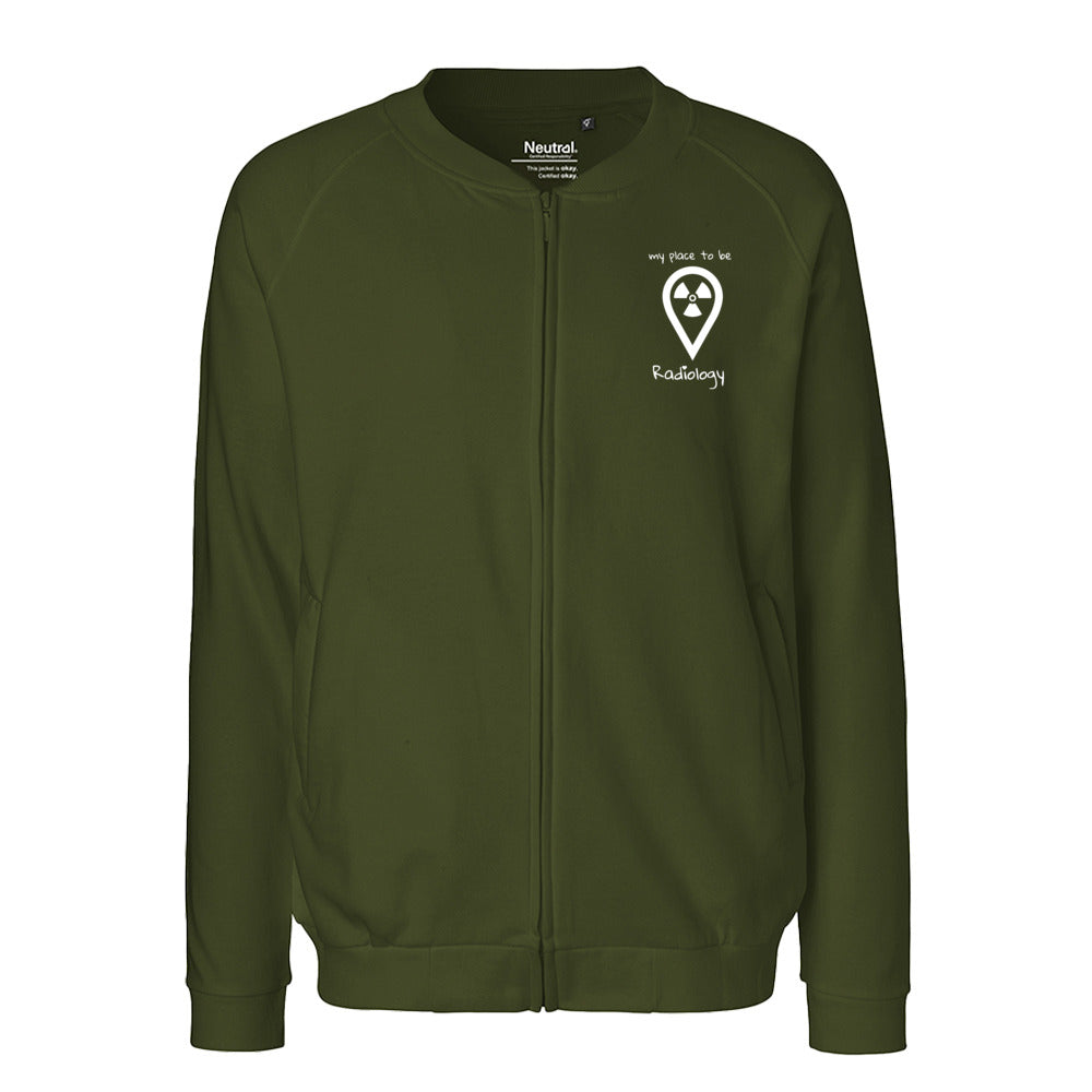 Sweatjacke mit Reißverschluss (Unisex) - my place to be Radiology (kleines Logo) - Alles Einstellungssache 