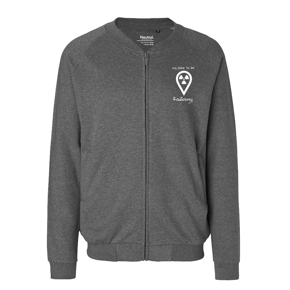 Sweatjacke mit Reißverschluss (Unisex) - my place to be Radiology (kleines Logo) - Alles Einstellungssache 