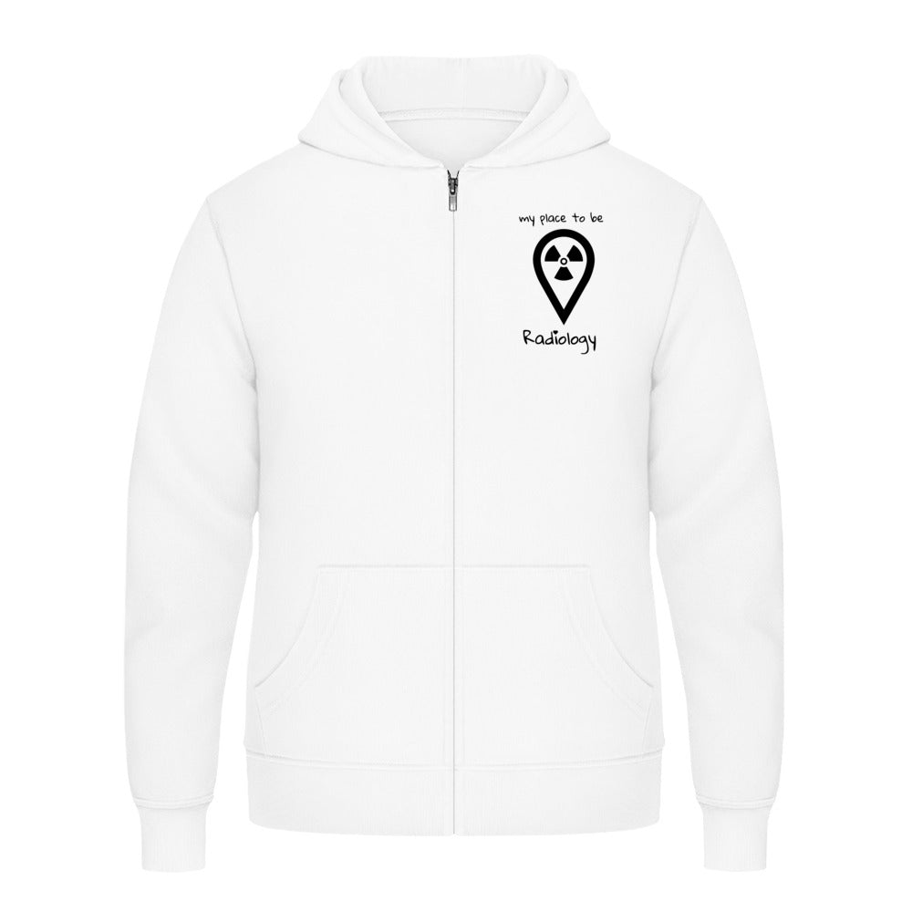 Hoody mit Reißverschluss (Unisex)  - my place to be Radiology (kleines Logo) - Alles Einstellungssache 