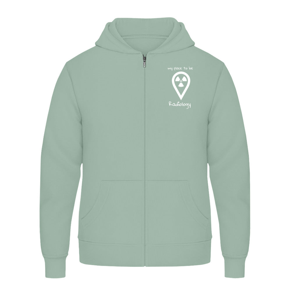 Hoody mit Reißverschluss (Unisex)  - my place to be Radiology (kleines Logo) - Alles Einstellungssache 
