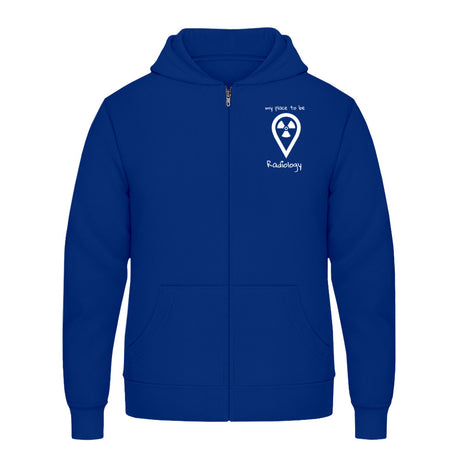 Hoody mit Reißverschluss (Unisex)  - my place to be Radiology (kleines Logo)