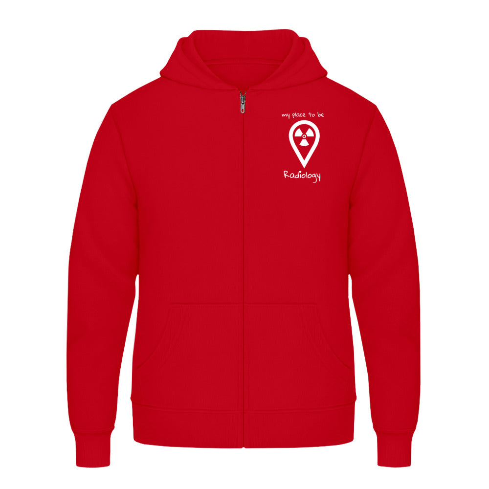 Hoody mit Reißverschluss (Unisex)  - my place to be Radiology (kleines Logo) - Alles Einstellungssache 