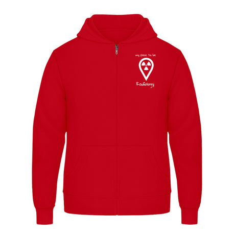 Hoody mit Reißverschluss (Unisex)  - my place to be Radiology (kleines Logo)