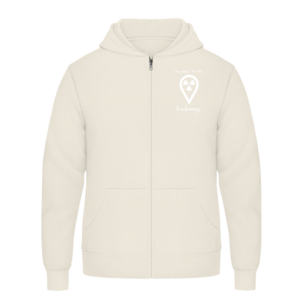 Hoody mit Reißverschluss (Unisex)  - my place to be Radiology (kleines Logo) - Alles Einstellungssache 