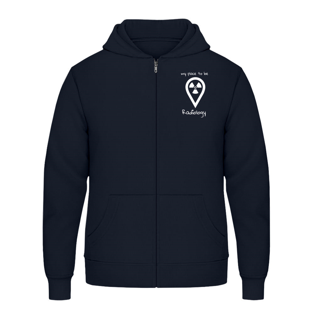 Hoody mit Reißverschluss (Unisex)  - my place to be Radiology (kleines Logo) - Alles Einstellungssache 