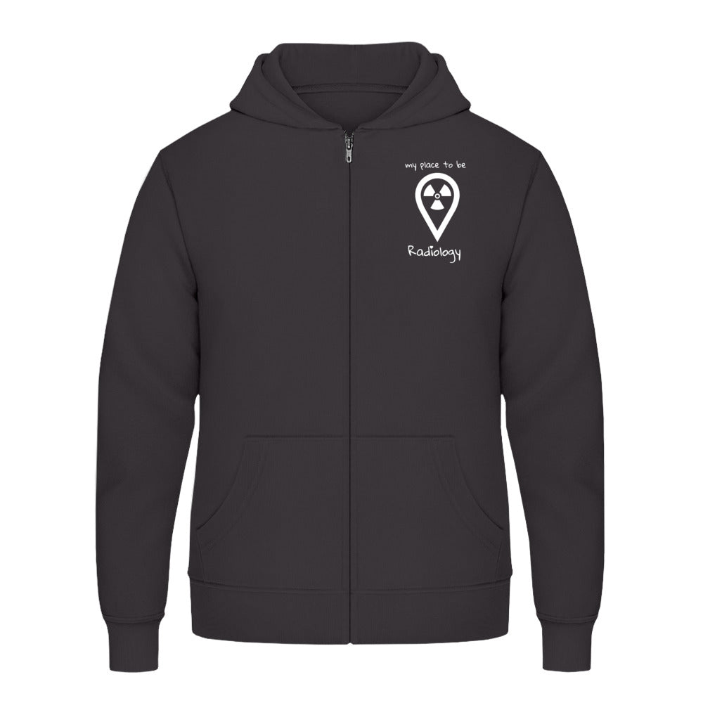 Hoody mit Reißverschluss (Unisex)  - my place to be Radiology (kleines Logo) - Alles Einstellungssache 