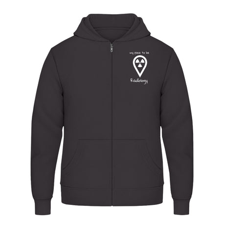 Hoody mit Reißverschluss (Unisex)  - my place to be Radiology (kleines Logo)