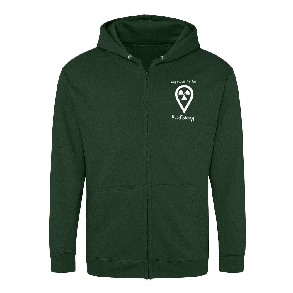 Hoddy Sweatjacke mit Reißverschluss (Unisex) - my place to be Radiology - Alles Einstellungssache 