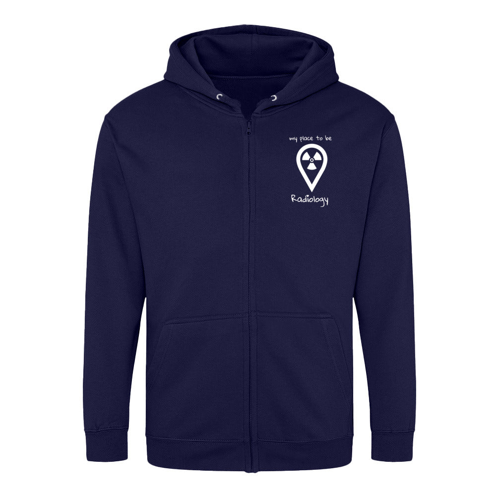 Hoddy Sweatjacke mit Reißverschluss (Unisex) - my place to be Radiology - Alles Einstellungssache 