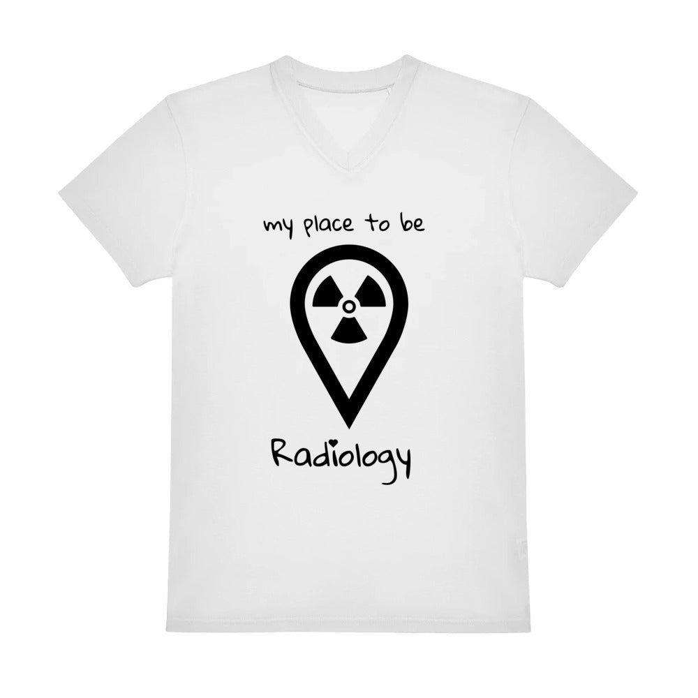V-Auschnitt T-Shirt (Herren) - my place to be Radiology (großes Logo)