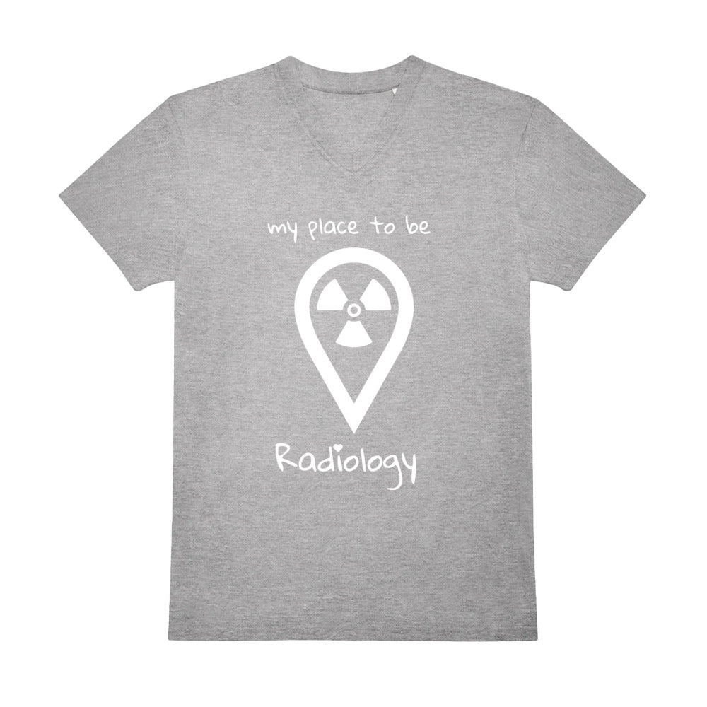 V-Auschnitt T-Shirt (Herren) - my place to be Radiology (großes Logo)