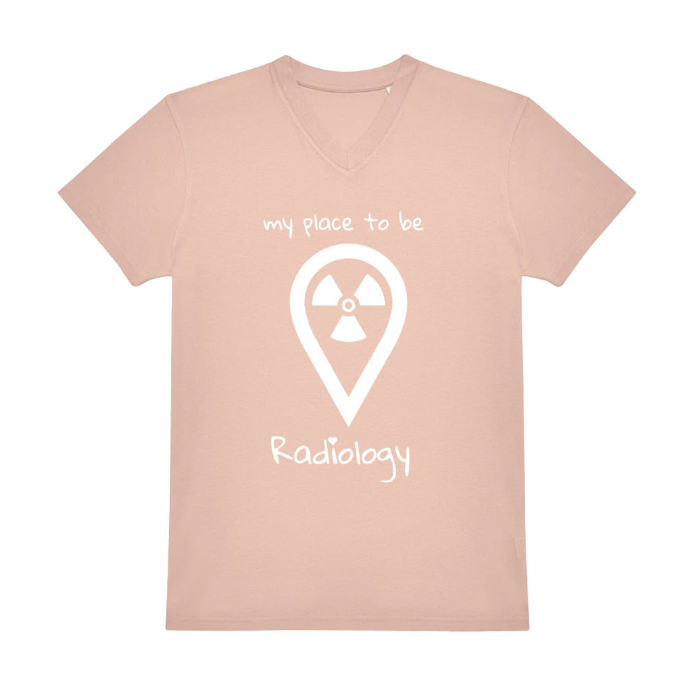 V-Auschnitt T-Shirt (Herren) - my place to be Radiology (großes Logo)