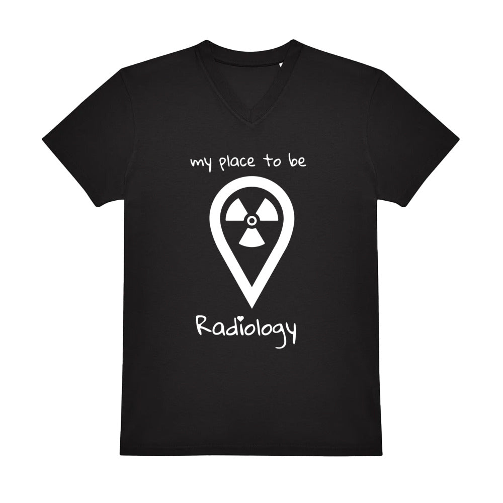 V-Auschnitt T-Shirt (Herren) - my place to be Radiology (großes Logo)