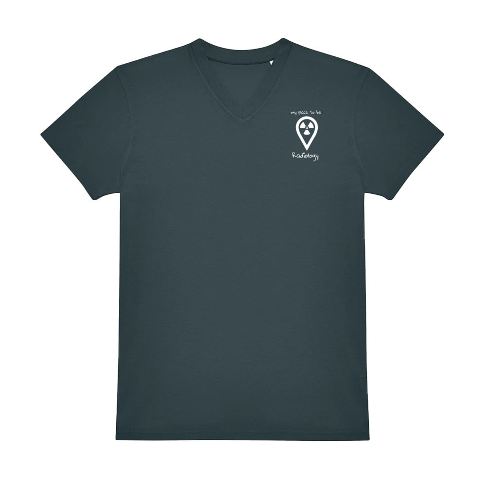 V-Auschnitt T-Shirt (Herren) - my place to be Radiology (kleines Logo)